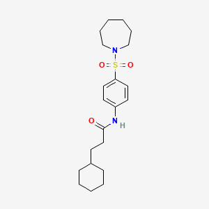 molecular formula C21H32N2O3S B4722712 N-[4-(azepan-1-ylsulfonyl)phenyl]-3-cyclohexylpropanamide 