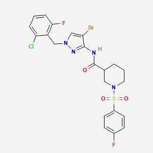 molecular formula C22H20BrClF2N4O3S B4722851 N~3~-[4-BROMO-1-(2-CHLORO-6-FLUOROBENZYL)-1H-PYRAZOL-3-YL]-1-[(4-FLUOROPHENYL)SULFONYL]-3-PIPERIDINECARBOXAMIDE 