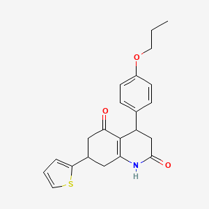 molecular formula C22H23NO3S B4722928 4-(4-PROPOXYPHENYL)-7-(THIOPHEN-2-YL)-1,2,3,4,5,6,7,8-OCTAHYDROQUINOLINE-2,5-DIONE 