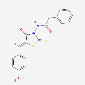 molecular formula C18H14N2O3S2 B4723157 N-[(5Z)-5-[(4-hydroxyphenyl)methylidene]-4-oxo-2-sulfanylidene-1,3-thiazolidin-3-yl]-2-phenylacetamide 
