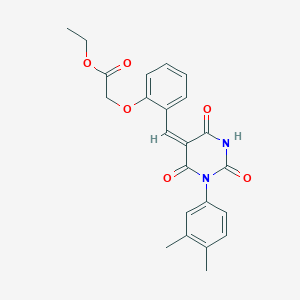 molecular formula C23H22N2O6 B4723572 ethyl (2-{(E)-[1-(3,4-dimethylphenyl)-2,4,6-trioxotetrahydropyrimidin-5(2H)-ylidene]methyl}phenoxy)acetate 