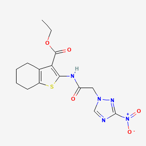 molecular formula C15H17N5O5S B4723606 ETHYL 2-[2-(3-NITRO-1H-1,2,4-TRIAZOL-1-YL)ACETAMIDO]-4,5,6,7-TETRAHYDRO-1-BENZOTHIOPHENE-3-CARBOXYLATE 