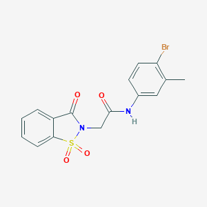 molecular formula C16H13BrN2O4S B472361 N-(4-bromo-3-methylphenyl)-2-(1,1-dioxido-3-oxo-1,2-benzisothiazol-2(3H)-yl)acetamide CAS No. 663169-06-0