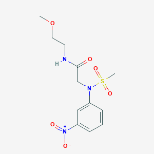 molecular formula C12H17N3O6S B4723729 N-(2-methoxyethyl)-N~2~-(methylsulfonyl)-N~2~-(3-nitrophenyl)glycinamide 