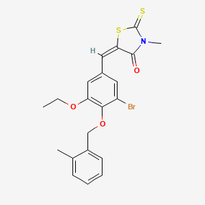 molecular formula C21H20BrNO3S2 B4723861 (5E)-5-{3-bromo-5-ethoxy-4-[(2-methylbenzyl)oxy]benzylidene}-3-methyl-2-thioxo-1,3-thiazolidin-4-one 