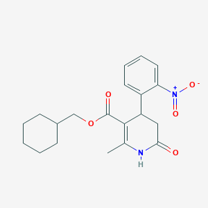 molecular formula C20H24N2O5 B4723908 Cyclohexylmethyl 2-methyl-4-(2-nitrophenyl)-6-oxo-1,4,5,6-tetrahydropyridine-3-carboxylate 