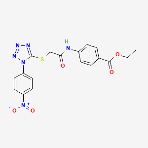 molecular formula C18H16N6O5S B4723913 ethyl 4-[({[1-(4-nitrophenyl)-1H-tetrazol-5-yl]sulfanyl}acetyl)amino]benzoate 