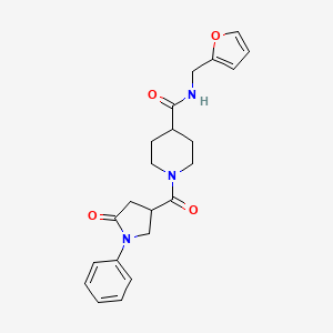 molecular formula C22H25N3O4 B4723937 N-(furan-2-ylmethyl)-1-[(5-oxo-1-phenylpyrrolidin-3-yl)carbonyl]piperidine-4-carboxamide 