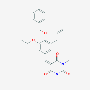 molecular formula C25H26N2O5 B472402 5-[3-allyl-4-(benzyloxy)-5-ethoxybenzylidene]-1,3-dimethyl-2,4,6(1H,3H,5H)-pyrimidinetrione CAS No. 597546-39-9