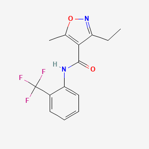 molecular formula C14H13F3N2O2 B4724069 3-ETHYL-5-METHYL-N-[2-(TRIFLUOROMETHYL)PHENYL]-12-OXAZOLE-4-CARBOXAMIDE 