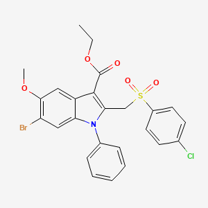molecular formula C25H21BrClNO5S B4724532 ethyl 6-bromo-2-(((4-chlorophenyl)sulfonyl)methyl)-5-methoxy-1-phenyl-1H-indole-3-carboxylate 