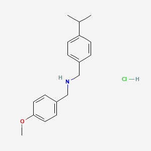 molecular formula C18H24ClNO B4724845 N-[(4-methoxyphenyl)methyl]-1-(4-propan-2-ylphenyl)methanamine;hydrochloride 