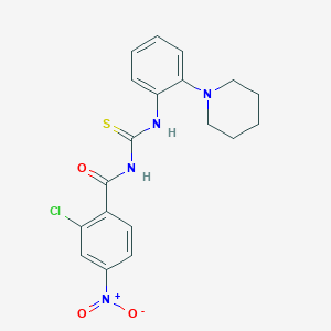 molecular formula C19H19ClN4O3S B4727352 2-chloro-4-nitro-N-{[2-(piperidin-1-yl)phenyl]carbamothioyl}benzamide 