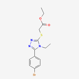 molecular formula C14H16BrN3O2S B4727394 ETHYL 2-{[5-(4-BROMOPHENYL)-4-ETHYL-4H-1,2,4-TRIAZOL-3-YL]SULFANYL}ACETATE 