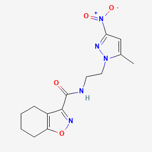 molecular formula C14H17N5O4 B4727916 N~3~-[2-(5-METHYL-3-NITRO-1H-PYRAZOL-1-YL)ETHYL]-4,5,6,7-TETRAHYDRO-1,2-BENZISOXAZOLE-3-CARBOXAMIDE 