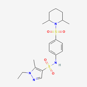 molecular formula C19H28N4O4S2 B4727978 N-{4-[(2,6-dimethylpiperidin-1-yl)sulfonyl]phenyl}-1-ethyl-5-methyl-1H-pyrazole-4-sulfonamide 