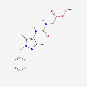 molecular formula C18H24N4O3 B4728447 ETHYL 2-[({[3,5-DIMETHYL-1-(4-METHYLBENZYL)-1H-PYRAZOL-4-YL]AMINO}CARBONYL)AMINO]ACETATE 
