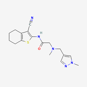 molecular formula C17H21N5OS B4728548 N-(3-cyano-4,5,6,7-tetrahydro-1-benzothiophen-2-yl)-N~2~-methyl-N~2~-[(1-methyl-1H-pyrazol-4-yl)methyl]glycinamide 
