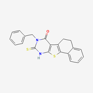 molecular formula C21H16N2OS2 B4728679 13-benzyl-14-sulfanylidene-17-thia-13,15-diazatetracyclo[8.7.0.02,7.011,16]heptadeca-1(10),2,4,6,11(16)-pentaen-12-one 