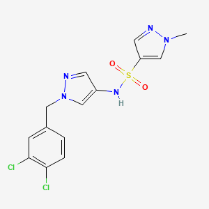 molecular formula C14H13Cl2N5O2S B4728852 N~4~-[1-(3,4-DICHLOROBENZYL)-1H-PYRAZOL-4-YL]-1-METHYL-1H-PYRAZOLE-4-SULFONAMIDE 