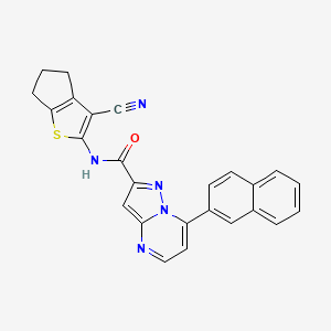 molecular formula C25H17N5OS B4728856 N-(3-CYANO-5,6-DIHYDRO-4H-CYCLOPENTA[B]THIOPHEN-2-YL)-7-(2-NAPHTHYL)PYRAZOLO[1,5-A]PYRIMIDINE-2-CARBOXAMIDE 
