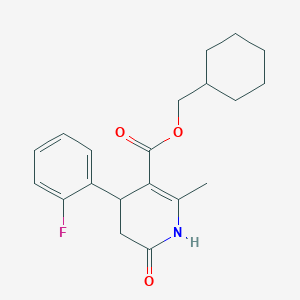 molecular formula C20H24FNO3 B4729248 Cyclohexylmethyl 4-(2-fluorophenyl)-2-methyl-6-oxo-1,4,5,6-tetrahydropyridine-3-carboxylate 