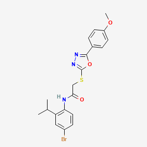 molecular formula C20H20BrN3O3S B4729460 N-[4-bromo-2-(propan-2-yl)phenyl]-2-{[5-(4-methoxyphenyl)-1,3,4-oxadiazol-2-yl]sulfanyl}acetamide 