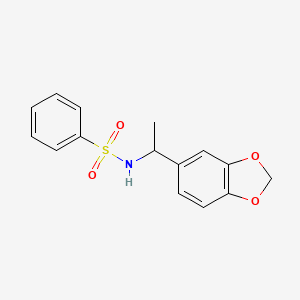 molecular formula C15H15NO4S B4729561 N-[1-(2H-13-BENZODIOXOL-5-YL)ETHYL]BENZENESULFONAMIDE 