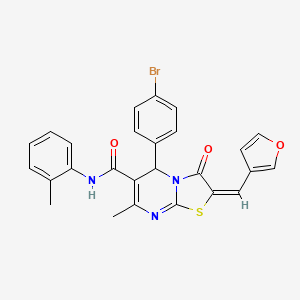 molecular formula C26H20BrN3O3S B4729599 (2E)-5-(4-bromophenyl)-2-(furan-3-ylmethylidene)-7-methyl-N-(2-methylphenyl)-3-oxo-2,3-dihydro-5H-[1,3]thiazolo[3,2-a]pyrimidine-6-carboxamide 