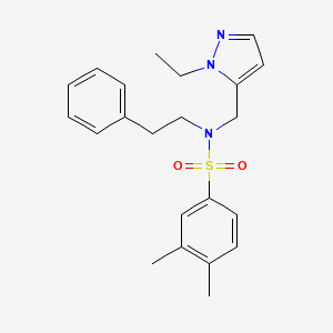 molecular formula C22H27N3O2S B4729697 N-[(1-ETHYL-1H-PYRAZOL-5-YL)METHYL]-3,4-DIMETHYL-N-PHENETHYL-1-BENZENESULFONAMIDE 