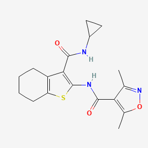 molecular formula C18H21N3O3S B4729967 N-[3-(CYCLOPROPYLCARBAMOYL)-4,5,6,7-TETRAHYDRO-1-BENZOTHIOPHEN-2-YL]-3,5-DIMETHYL-4-ISOXAZOLECARBOXAMIDE 