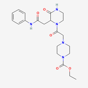 molecular formula C21H29N5O5 B4730037 Ethyl 4-(2-oxo-2-{3-oxo-2-[2-oxo-2-(phenylamino)ethyl]piperazin-1-yl}ethyl)piperazine-1-carboxylate 