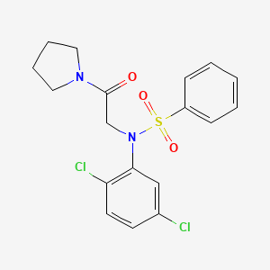 molecular formula C18H18Cl2N2O3S B4730114 N-(2,5-dichlorophenyl)-N-(2-oxo-2-pyrrolidin-1-ylethyl)benzenesulfonamide 
