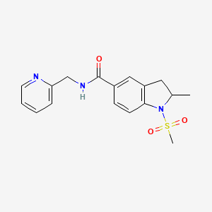 molecular formula C17H19N3O3S B4730188 2-methyl-1-(methylsulfonyl)-N-(pyridin-2-ylmethyl)-2,3-dihydro-1H-indole-5-carboxamide 