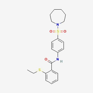 molecular formula C21H26N2O3S2 B4730450 N-[4-(AZEPANE-1-SULFONYL)PHENYL]-2-(ETHYLSULFANYL)BENZAMIDE 
