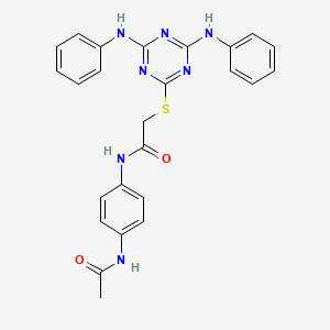 molecular formula C25H23N7O2S B4730723 N-[4-(acetylamino)phenyl]-2-{[4,6-bis(phenylamino)-1,3,5-triazin-2-yl]sulfanyl}acetamide 