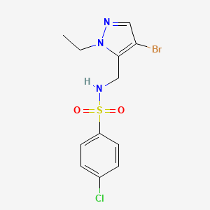 molecular formula C12H13BrClN3O2S B4730841 N~1~-[(4-BROMO-1-ETHYL-1H-PYRAZOL-5-YL)METHYL]-4-CHLORO-1-BENZENESULFONAMIDE 