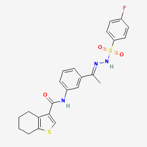 molecular formula C23H22FN3O3S2 B4730927 N-(3-{N-[(4-fluorophenyl)sulfonyl]ethanehydrazonoyl}phenyl)-4,5,6,7-tetrahydro-1-benzothiophene-3-carboxamide 