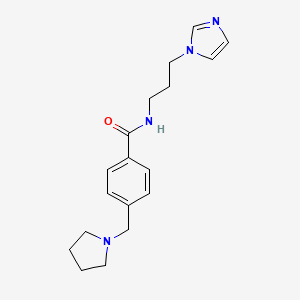 molecular formula C18H24N4O B4730946 N-[3-(1H-imidazol-1-yl)propyl]-4-(1-pyrrolidinylmethyl)benzamide 
