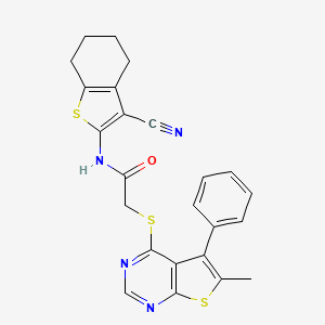 molecular formula C24H20N4OS3 B4731014 N-(3-cyano-4,5,6,7-tetrahydro-1-benzothien-2-yl)-2-[(6-methyl-5-phenylthieno[2,3-d]pyrimidin-4-yl)thio]acetamide 