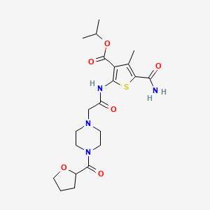 molecular formula C21H30N4O6S B4731020 Propan-2-yl 5-carbamoyl-4-methyl-2-({[4-(tetrahydrofuran-2-ylcarbonyl)piperazin-1-yl]acetyl}amino)thiophene-3-carboxylate 