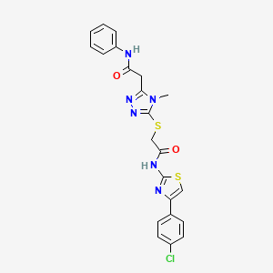 molecular formula C22H19ClN6O2S2 B4731095 2-[5-[2-[[4-(4-chlorophenyl)-1,3-thiazol-2-yl]amino]-2-oxoethyl]sulfanyl-4-methyl-1,2,4-triazol-3-yl]-N-phenylacetamide 