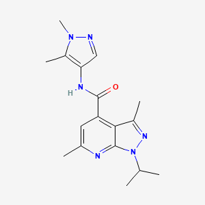molecular formula C17H22N6O B4731106 N-(1,5-dimethylpyrazol-4-yl)-3,6-dimethyl-1-propan-2-ylpyrazolo[3,4-b]pyridine-4-carboxamide 