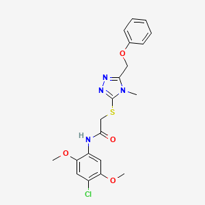 molecular formula C20H21ClN4O4S B4731141 N-(4-chloro-2,5-dimethoxyphenyl)-2-{[4-methyl-5-(phenoxymethyl)-4H-1,2,4-triazol-3-yl]sulfanyl}acetamide 