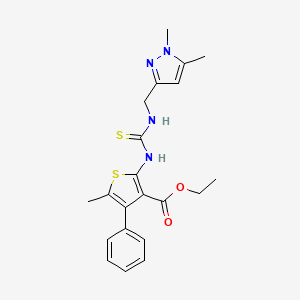 molecular formula C21H24N4O2S2 B4731170 ethyl 2-[({[(1,5-dimethyl-1H-pyrazol-3-yl)methyl]amino}carbonothioyl)amino]-5-methyl-4-phenyl-3-thiophenecarboxylate 
