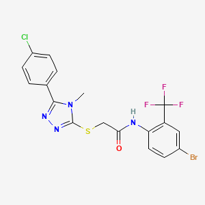 molecular formula C18H13BrClF3N4OS B4731244 N-[4-bromo-2-(trifluoromethyl)phenyl]-2-{[5-(4-chlorophenyl)-4-methyl-4H-1,2,4-triazol-3-yl]thio}acetamide 