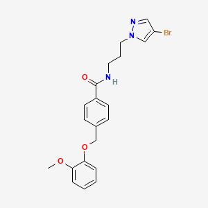 molecular formula C21H22BrN3O3 B4731414 N-[3-(4-bromo-1H-pyrazol-1-yl)propyl]-4-[(2-methoxyphenoxy)methyl]benzamide 