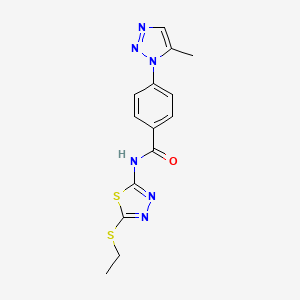molecular formula C14H14N6OS2 B4731548 N-[5-(ethylthio)-1,3,4-thiadiazol-2-yl]-4-(5-methyl-1H-1,2,3-triazol-1-yl)benzamide 