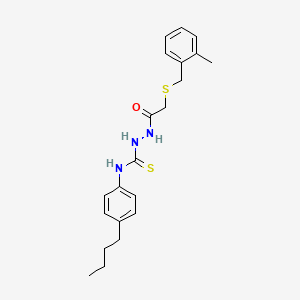 molecular formula C21H27N3OS2 B4731826 N-(4-butylphenyl)-2-{[(2-methylbenzyl)thio]acetyl}hydrazinecarbothioamide 