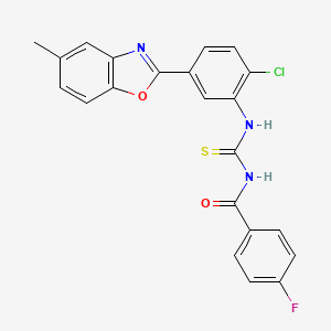 molecular formula C22H15ClFN3O2S B4731837 N-({[2-chloro-5-(5-methyl-1,3-benzoxazol-2-yl)phenyl]amino}carbonothioyl)-4-fluorobenzamide 